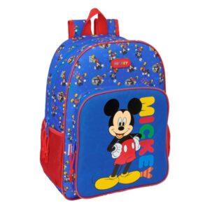 Safta Mickey Mouse Today Mochila Adaptable a Carro - Portabotellas - Tirador Doble - Hombreras Acolchadas Ergonomicas - Bolsillo Frontal - Asa de Mano Superior - 19L - 330x140x420mm - Color Azul