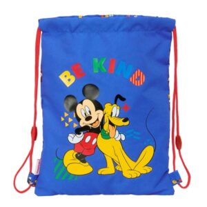Safta Mickey Mouse Today Saco Plano - Bolsillo con Cremallera - Cierre con Cordones - 3L - Materiales Duraderos - 260x10x340mm - Color Azul