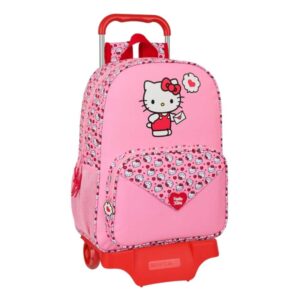 Safta Hello Kitty Mochila con Carro - Portabotellas - Doble Tirador - Hombreras Ergonomicas - Mochila Extraible - Material Resistente - Ruedas de Goma - 21L - 330x140x420mm - Color Rosa