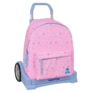 Safta Stitch Bright Mochila con Carro - Cremallera - Tirador Doble - Ruedas Antivibracion - Mochila Extraible - Sistema de Bloqueo - 330x150x420mm - Color Rosa