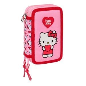 Safta Hello Kitty Plumier de 3 Pisos - 37 Piezas - 1.3L - Goma - Lapiz - Boligrafos - Sacapuntas - Reglas - 16 Colores - 14 Rotuladores - Material Duradero y Compacto - 125x55x195mm - Color Rosa