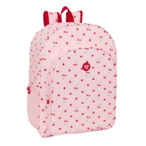 Safta Glowlab Frutitas Mochila Adaptable a Carro - Portabotellas - Doble Tirador - Hombreras Acolchadas - Bolsillo Frontal - Asa Superior - 19L - 330x140x420mm - Color Rosa