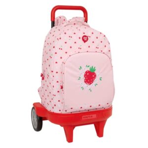 Safta Glowlab Frutitas Mochila con Carro - 33L - Ruedas Antivibracion - Asa Acolchada - Bolsillo Frontal - Portabotellas - Tarjeta ID - Mochila Extraible - 33x22x45cm - Color Rosa