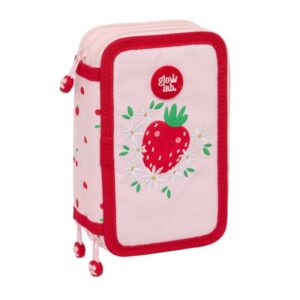 Safta Glowlab Frutitas Plumier de 3 Pisos - 37 Piezas - 1.3L - Goma - Lapiz - Boligrafos - Sacapuntas - Reglas - 16 Colores - 14 Rotuladores - 125x55x195mm - Color Rosa