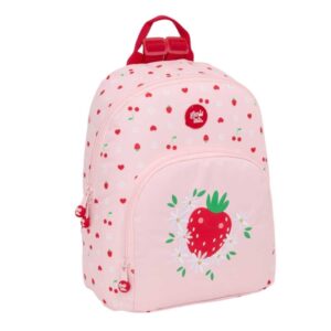 Safta Glowlab Frutitas Mini Mochila - Bolsillo Frontal - Tirador Doble - Bolsillo Trasero con Cremallera - Hombreras Ajustables - Asa Superior - 9.75L - 250x130x300mm - Color Rosa