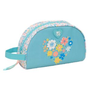Safta Moos Fiori Neceser de 5L - Cremallera - Asa Lateral - Adapatable a Carro - Bolsillo Interior - 280x100x180mm - Color Azul Claro