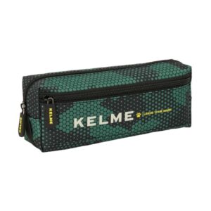Safta Kelme Camo Portatodo - 3 Compartimentos con Cremalleras - Goma Elastica - 0.98L - 220x60x85mm - Color Verde Camuflaje
