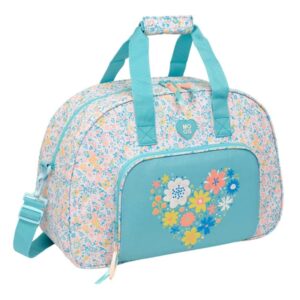Safta Moos Fiori Bolsa de Deporte - Bandolera Ajustable - Doble Cremallera - Tacos Protectores Base - Fondo Extraible - Material Reciclado - 33L - 480x210x330mm - Color Azul Claro