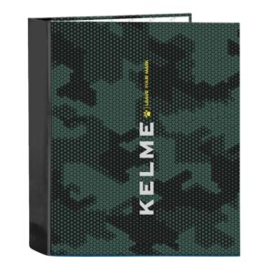 Safta Kelme Camo Carpeta con 4 Anillas 40mm - Tapas Duras Forradas - Formato Folio - 270x60x330mm - Color Verde Camuflaje