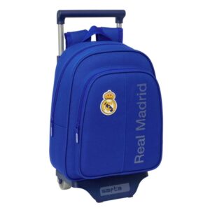 Safta Real Madrid Mochila con Carro - Portabotellas - Hombreras Acolchadas - Mochila Extraible - Carro Resistente - 10L - 27x10x67cm - Color Azul
