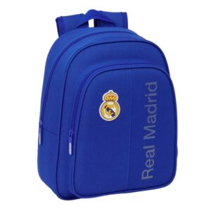 Safta Real Madrid Mochila Infantil - Adaptable a Carro - Bolsillos Laterales - Hombreras Acolchadas - Bolsillo Frontal - Asa Superior - 9L - 270x100x330mm - Color Azul