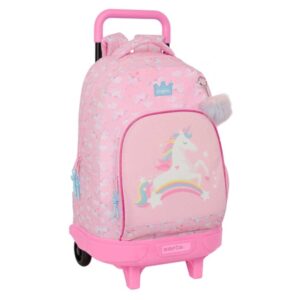 Safta Glowlab Kids Mochila con Carro - Bolsillo Frontal - Portabotellas - Tirador Doble - Hombreras Acolchadas - Tarjeta ID - 33L - 330x220x450mm - Color Rosa