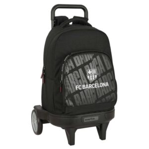 Safta F.C.Barcelona Mochila con Carro - Acolchada y Comoda - Bolsillo Frontal - Ruedas Antivibracion - 330x220x450mm - Color Negro