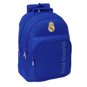 Safta Real Madrid Mochila con 2 Compartimentos - Antirozaduras - Adaptable a Carro - 2 Compartimentos - Portabotellas - Tirador Doble - Hombreras Ergonomicas - 20L - 320x150x420mm - Color Azul