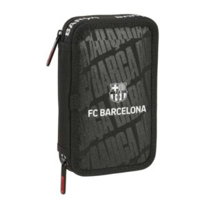 Safta F.C.Barcelona Plumier de 2 Pisos - 29 Piezas - 1L - Goma - Lapiz - Boligrafos - Sacapuntas - 10 Colores - 14 Rotuladores - 125x40x195mm - Color Negro