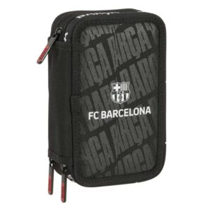 Safta F.C.Barcelona Plumier de 3 Pisos - 37 Piezas - 1.3L - Goma - Lapiz - Boligrafos - Sacapuntas - Reglas - 16 Colores - 14 Rotuladores - 125x55x195mm - Color Negro