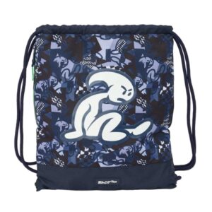 Safta el Niño Navy Saco Plano - Bolsillo con Cremallera - Cierre con Cordones - 5L - Ligero y Practico - Espacio Amplio - Facil de Transportar - 350x10x400mm - Color Azul Marino