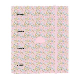 Safta VMB Carpeta con 4 Anillas 35mm - Tapas Duras Forradas - Recambio 100 Hojas - Cuadriculas 5x5mm - Cierre Elastico - Separadores Internos - 270x35x320mm - Color Rosa