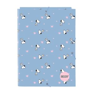 Safta Snoopy Carpeta con 3 Solapas - Tapas Duras Forradas - Formato Folio - Cierre con Gomas - 260x25x335mm - Color Azul