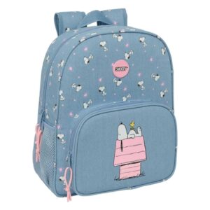 Safta Snoopy Mochila - Adaptable a Carro - Portabotellas - Tirador Doble - Hombreras Ergonomicas - Asa de Mano Superior - 320x120x380mm - Color Azul
