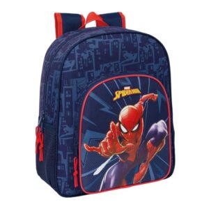 Safta Spider-Man Mochila - Adaptable a Carro - Portabotellas - Doble Tirador en Cremallera - Hombreras Ergonomicas Acolchadas - Asa de Mano Superior - 15L - 320x120x380mm - Color Azul Marino