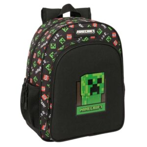 Safta Minecraft Mochila - Adaptable a Carro - Portabotellas - Tirador Doble - Hombreras Acolchadas - Espalda Ergonomica - Bolsillo Frontal - Asa de Mano Superior - 15 L - 320x120x380mm - Color Negro