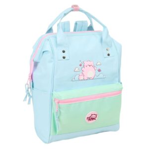 Safta Pembe The Pink Cat Mochila para Portatil hasta 13" - Bolsillo con Cremallera - Asas Superiores - Bolsillo Frontal - Doble Tirador - Hombreras Acolchadas - 270x190x400mm - Color Azul Claro