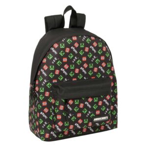 Safta Minecraft Mochila - Bolsillo Frontal - Hombreras Acolchadas - Doble Tirador en Cremallera - Asa Superior - 20.80L - 330x150x420mm - Color Negro