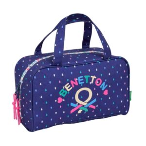 Safta Benetton Drop Neceser de 8L - Cremallera - Asas de Mano Superiores - Interior Forrado - Bolsillo Interior - Tirador Doble - 310x140x190mm - Color Azul Oscuro