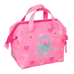 Safta Benetton Heart Neceser de 5.8L - Cremallera - Asa Lateral - Interior Forrado - 265x125x175mm - Color Rosa