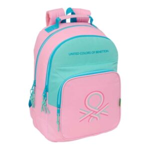 Safta Benetton Dolce Mochila con 2 Compartimentos - Antirozaduras - Adaptable a Carro - Portabotellas - Tirador Doble - Hombreras Ergonomicas - 20L - 320x150x420mm - Color Rosa Pastel