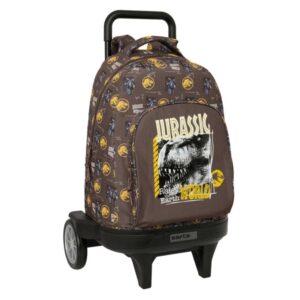 Safta Jurassic World Mochila con Carro - Extraible - Bolsillo Frontal - Ruedas Antivibracion - Asa Acolchada - Sistema de Bloqueo - 330x220x450mm - Color Marron