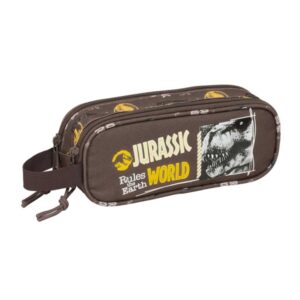 Safta Jurassic World Portatodo - 2 Compartimentos con Cremalleras - Asa Lateral - 1L - 210x60x80mm - Color Marron
