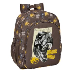 Safta Jurassic World Mochila - Adaptable a Carro - Portabotellas - Tirador Doble - Hombreras Ergonomicas - Espalda Acolchada - Bolsillo Frontal - Asa de Mano - 15L - 320x120x380mm - Color Marron