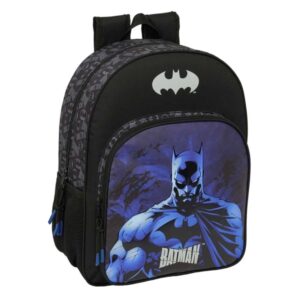 Safta Batman Mochila Adaptable a Carro - Portabotellas - Doble Tirador en Cremallera - Hombreras Ergonomicas Acolchadas - Bolsillo Frontal - Asa de Mano Superior - 19L - 330x140x420mm - Color Negro