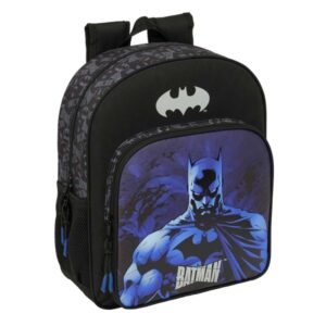 Safta Batman Mochila - Adaptable a Carro - Bolsillos Laterales - Doble Tirador - Hombreras Acolchadas - Bolsillo Frontal - Asa Superior - 15L - 320x120x380mm - Color Negro