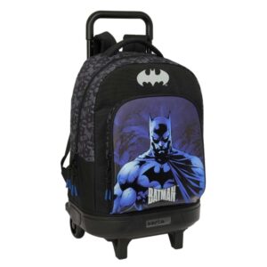 Safta Batman Mochila con Carro - Extraible - Bolsillo Frontal - Portabotellas - Tirador Doble - Hombreras Acolchadas - Asa Acolchada - Tarjeta ID - Bandeja PVC - 330x220x450mm - Color Negro