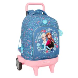 Safta Frozen Mochila con Carro - Extraible - Bolsillo Frontal - Portabotellas - Tirador Doble - Hombreras Acolchadas - Asa Acolchada - Tarjeta ID - Ruedas Antivibracion - 33 L - 330x220x450mm - Color Azul