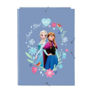 Safta Frozen Carpeta con 3 Solapas - Tapas Duras Forradas - Formato Folio - Cierre con Gomas - Durabilidad y Proteccion - 260x25x335mm - Color Azul