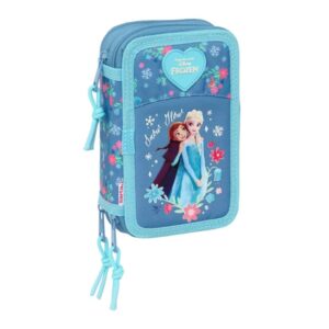 Safta Frozen Plumier de 3 Pisos - 37 Piezas - 1.3L - Goma - Lapiz - Boligrafos - Sacapuntas - Reglas - 16 Colores - 14 Rotuladores - 125x55x195mm - Color Azul
