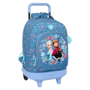 Safta Frozen Mochila con Carro - Extraible - Bolsillo Frontal - Portabotellas - Tirador Doble - Hombreras Acolchadas - Asa Acolchada - Tarjeta ID - Base Reforzada - 33L - 330x220x450mm - Color Azul