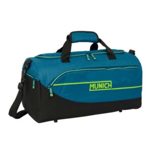 Safta Munich Land Bolsa de Deporte - Bandolera Ajustable - Cremallera Doble - Bolsillo Frontal - Bolsillos Laterales - Fondo Extraible - Tacos en Base - 500x250x250mm - Color Azul Oscuro