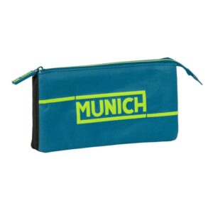 Safta Munich Land Portatodo - 3 Compartimentos con Cremalleras - Bolsillo Interior - 0.6L - 220x30x120mm - Color Azul Oscuro