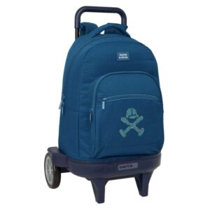 Safta Harper and Neyer Mochila con Carro - 33L - Ruedas Antivibracion - Espalda Acolchada - Bolsillo Lateral - Tarjeta ID - Bandeja PVC - Mochila Extraible - 330x220x450mm - Color Azul Marino