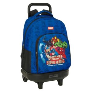 Safta Avengers Mochila con Carro - Extraible - Bolsillo Frontal - Portabotellas - Tirador Doble - Hombreras Acolchadas - Asa Acolchada - Tarjeta ID - 33L - 330x220x450mm - Color Azul Oscuro