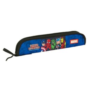 Safta Avengers Portaflautas - Interior Acolchado - Alojamiento para Varilla - Asa Lateral - Borde Reforzado - 0.6L - 370x20x80mm - Color Azul Oscuro
