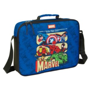 Safta Avengers Maletin con Cremallera - Bandolera Ajustable - Asa Forrada - Doble Tirador Cremallera - Fondo Interior Semirigido - 6L - 380x60x280mm - Color Azul Oscuro