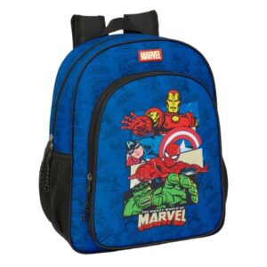 Safta Avengers Mochila - Adaptable a Carro - Portabotellas - Doble Tirador en Cremallera - Hombreras Ergonomicas - Asa de Mano Superior - 15L - 320x120x380mm - Color Azul Oscuro