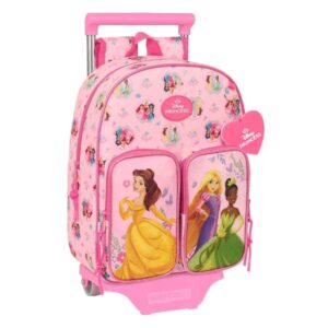 Safta Princesas Disney Mochila con Carro - Bolsillos Laterales - Hombreras Acolchadas - Bolsillo Frontal - Asa Superior - Mochila Extraible - Material Resistente - 10L - 260x110x340mm - Color Rosa