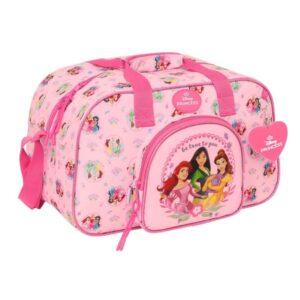 Safta Princesas Disney Bolsa de Deporte - Bolsillo Frontal - Bandolera Ajustable - Asa Forrada - Doble Tirador Cremallera - Tacos Proteccion Base - Fondo Extraible - 22L - 400x230x240mm - Color Rosa